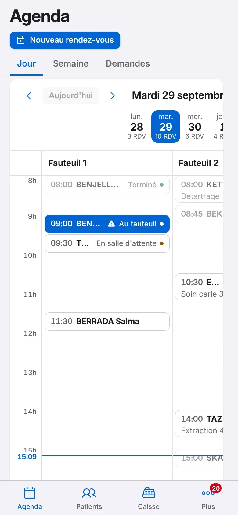 L'agenda du logiciel